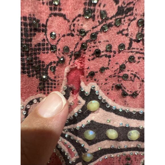 Vintage Vocal Cross Tank Top Rhinestones Y2K Made In USA Grunge Affliction Style - Picture 3 of 12